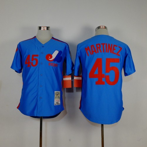 Montreal Expos 45 Pedro Martinez Baseball Jersey Blue Retro