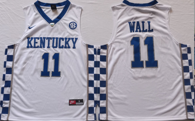 Kentucky Wildcats 11 John wall College Basketball Jersey White