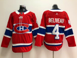 Adidas Classic Montreal Canadiens 4 Jean Beliveau Ice Hockey Jersey Red