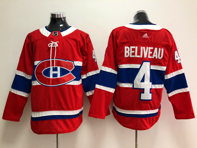 Adidas Classic Montreal Canadiens 4 Jean Beliveau Ice Hockey Jersey Red