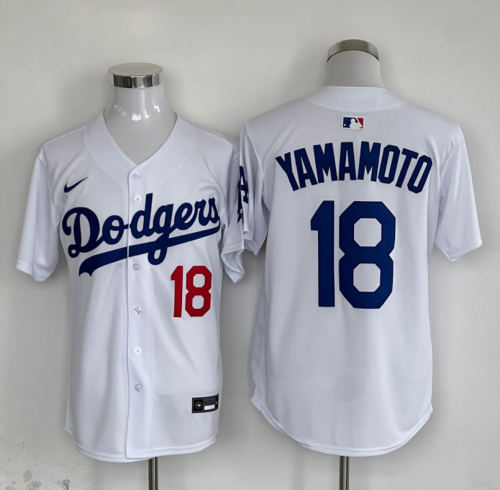 Nike Los Angeles Dodgers 18 Yoshinobu Yamamoto Baseball Jersey White
