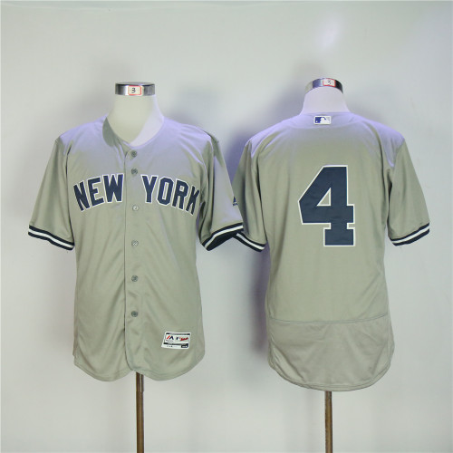 New York Yankees 4 Lou Gehrig Flexbase Baseball Jersey Gray