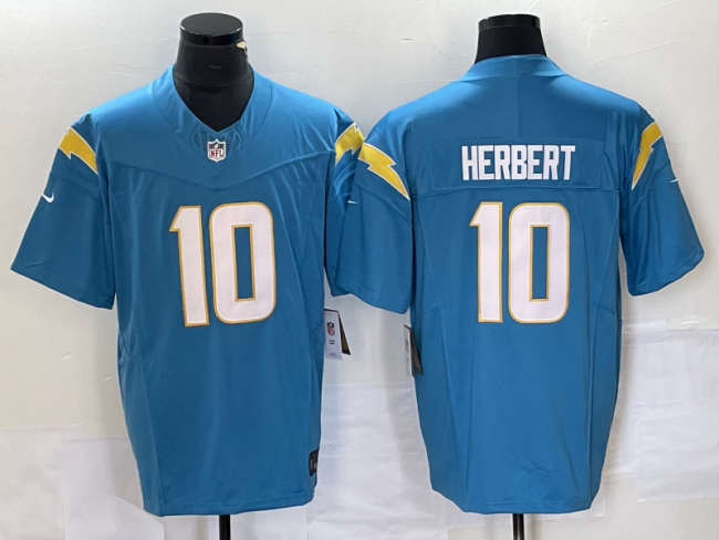 San Diego Chargers 10 Justin Herbert Football Jersey Blue Three Dynasties