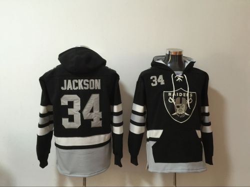 Oakland Raiders 34 Bo Jackson Hoodies Football Jersey Black
