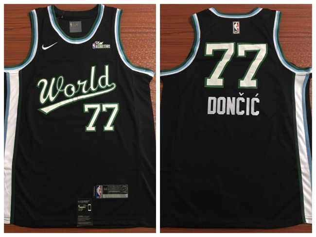 All star Nike Dallas Mavericks 77 Luka Doncic Basketball Jersey Black