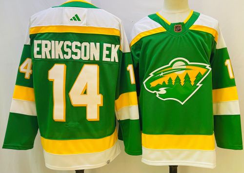 Adidas Minnesota Wild 14 Joel Eriksson Hockey Jersey Green