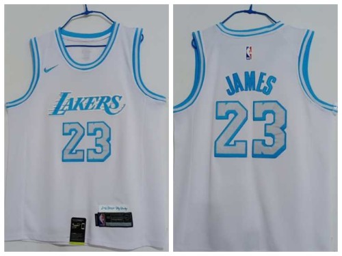 Nike Los Angeles Lakers 23 LeBron James Basketball Jersey White City Edition