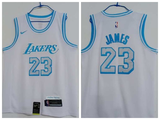 Nike Los Angeles Lakers 23 LeBron James Basketball Jersey White City Edition