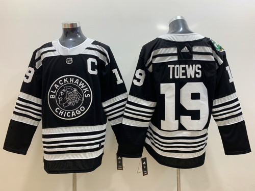 Adidas Classic Chicago Blackhawks 19 Jonathan Toews Ice Hockey Jersey Black