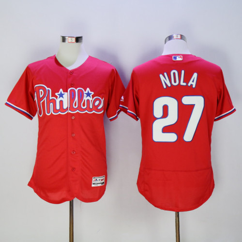 Philadelphia Phillie 27 Aaron Nola Flexbase Baseball Jersey Red