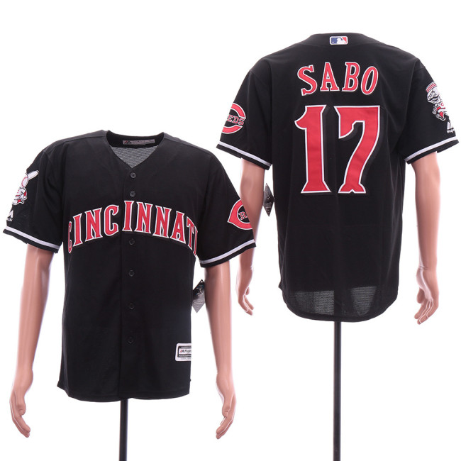 Cincinnati Reds 17 Chris Sabo Baseball Jersey Black Fans