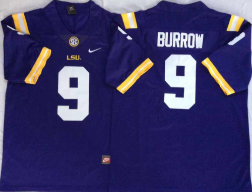 LSU Tigers 9 Joe Burrow College Limited Football Jersey Purple