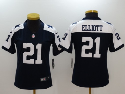 Women Dallas Cowboys 21 Ezekiel Elliott Football Jersey Legend Navy Blue