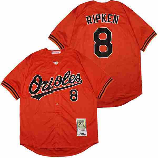 Baltimore Orioles 8 Cal Ripken Baseball Jersey Orange Retro