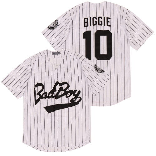 Bad Boy Movie Baseball Jerseys 10 Biggie Throwback Authentic Stitched High Quality Free Shipping Baseball Jersey White