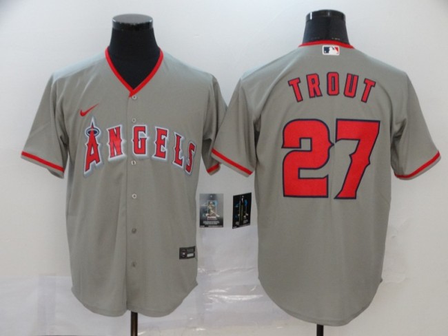 Nike Los Angeles Angeles 27 Mike Trout Baseball Jersey Gray Fan