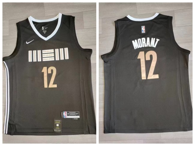 Nike Memphis Grizzlies 12 Ja Morant Basketball Jersey Black City Edition