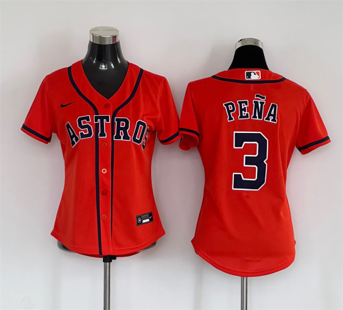 Women Nike Houston Astros 3 Jeremy Pena Baseball Jersey Orange