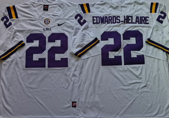 LSU Tigers 22 Clyde Edwards-Helaire College Limited Football Jersey White