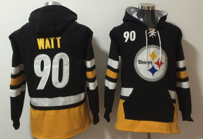 Pittsburgh Steelers 90 T.J. Watt Hoodies Football Jersey Black