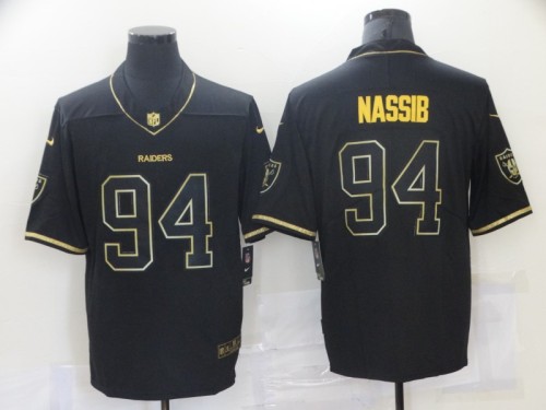 Oakland Raiders 94 Carl Nassib Football Jersey Legendary Black gold