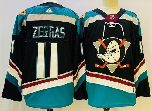 Adidas Anaheim Ducks 11 Trevor Zegras Ice Hockey Jersey Black Retro