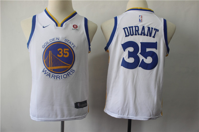 Youth Nike Golden State Warrior 35 Kevin Durant Basketball Jersey White Fan Edition