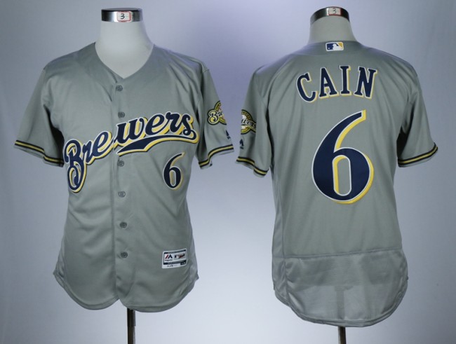 Milwaukee Brewers 6 Lorenzo Cain Flexbase Baseball Jersey Gray