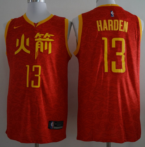 Nike Houston Rockets 13 James Harden Basketball Jersey Red City Edition