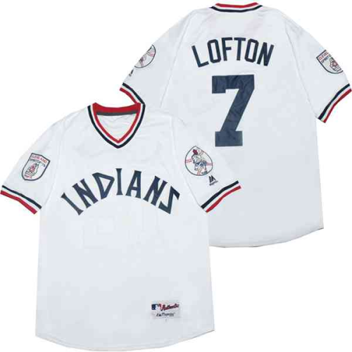 Cleveland indians 7 Kenny Lofton Baseball Jersey White Retro