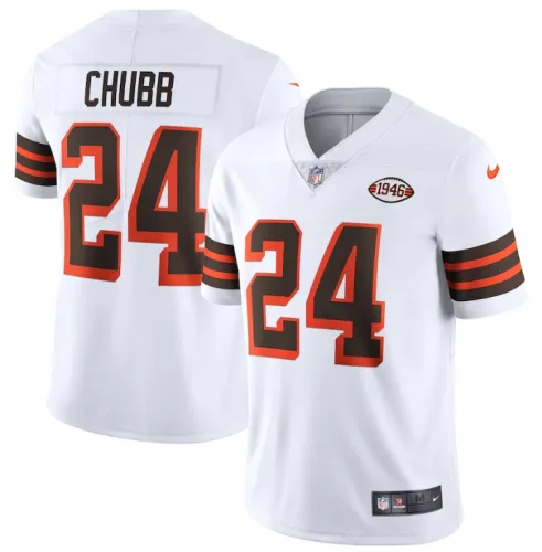Cleveland Browns 24 Nick Chubb Football Jersey Legend White