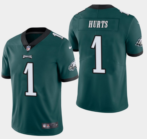 Philadelphia Eagles 1 Jalen Hurts Football Jersey Legend Green