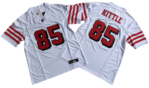 San Francisco 49ers 85 George Kittle Football Jersey White Three Dynasties