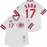 Cincinnati Reds 17 Chris Sabo Baseball Jersey White Retro