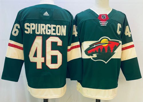 Adidas Minnesota Wild 46 Jared Spurgeon Ice Hockey Jersey Green