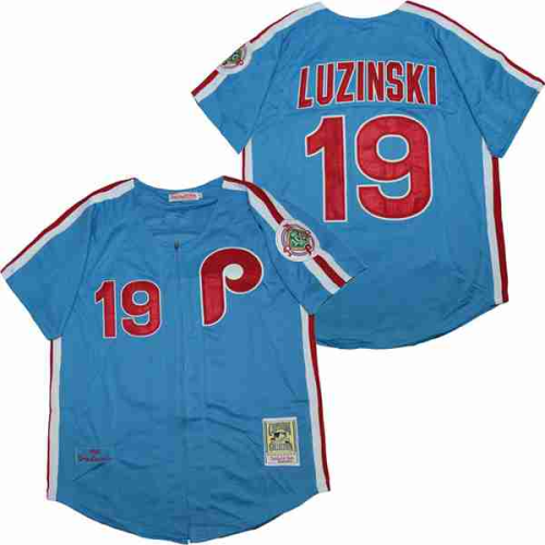 Philadelphia Phillie 19 Greg Luzinski Baseball Jersey Blue1983 Retro