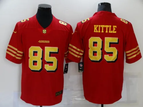 San Francisco 49ers 85 George Kittle Football Jersey Legend Red gold character