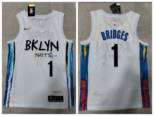 Nike Brooklyn Nets 1 Mikal Bridges Basketball Jersey White