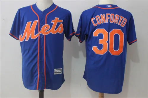 New York Mets 30 Michael Conforto Baseball Jersey blue Fans version