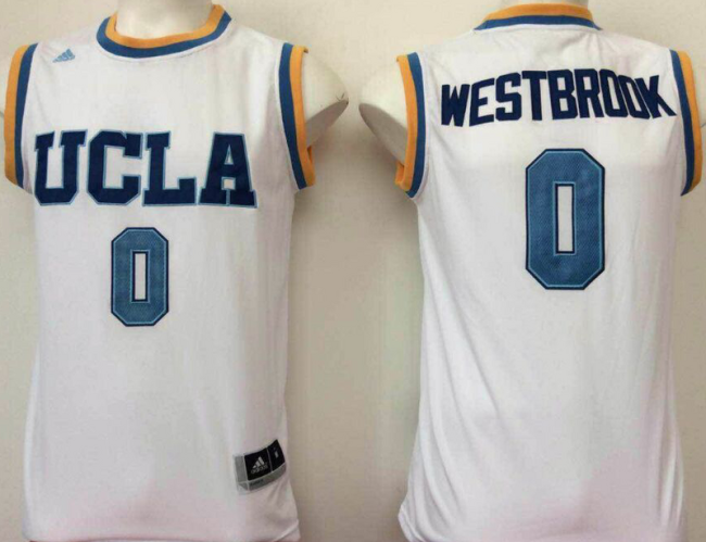 Adidas UCLA Bruins 0 Russell Westbrook College Basketball Jersey White