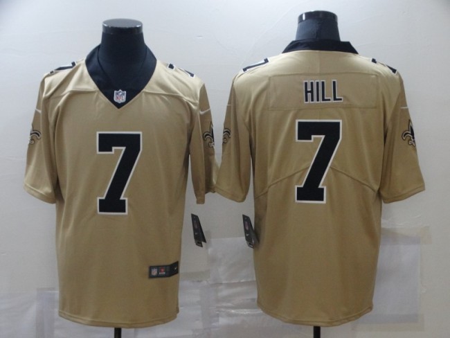 New Orleans Saints 7 Taysom Hill Football Jersey Legend Beige Yellow