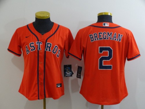 Women Nike Houston Astros 2 Alex Bregman Baseball Jersey Orange