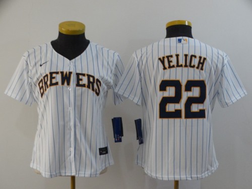 Women Nike Milwaukee Brewers 22 Christian Yelich Baseball Jersey White
