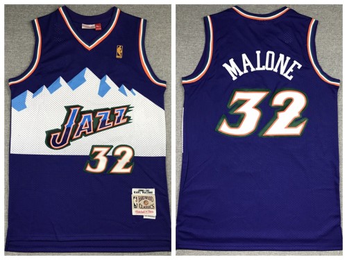 Utah Jazz 32 Karl Malone Basketball Jersey Purple Retro