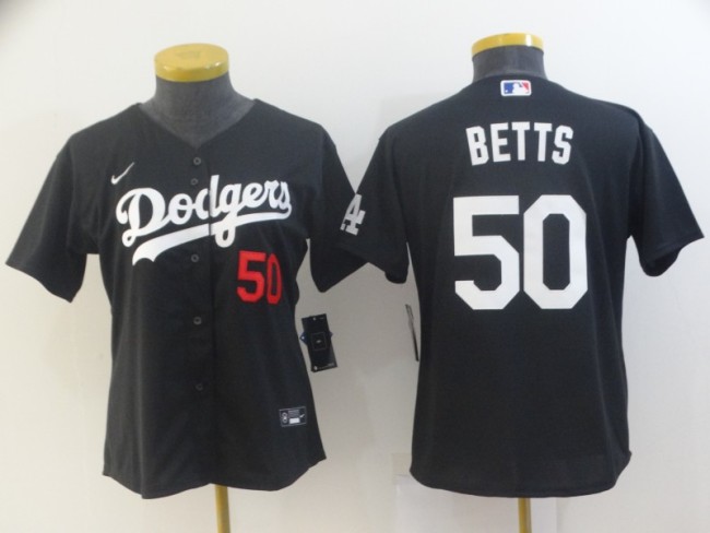 Women Nike Los Angeles Dodgers 50 Mookie Betts Baseball Jersey Black