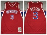 Philadelphia 76ers 3 Allen Iverson Basketball Jersey Red Retro