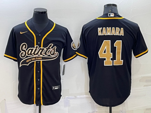 New Orleans Saints 41 Alvin Kamara Baseball Jersey Black