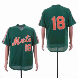 New York Mets 18 Darryl Strawberry Baseball Jersey Green retro net eye