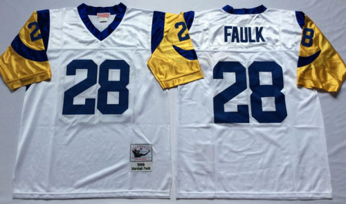 St. Louis Rams 28 Marshall Faulk Football Jersey White Retro