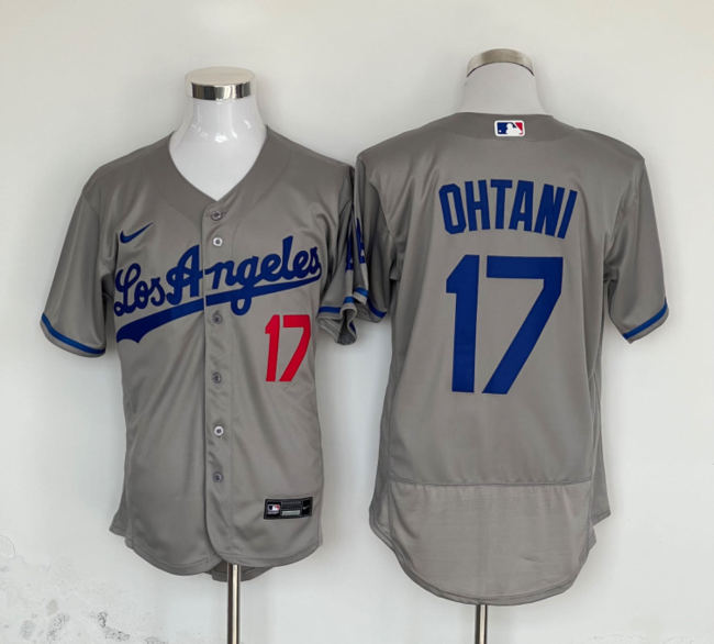 Nike Los Angeles Dodgers 17 Shohei Ohtani Flexbase Baseball Jersey Gray